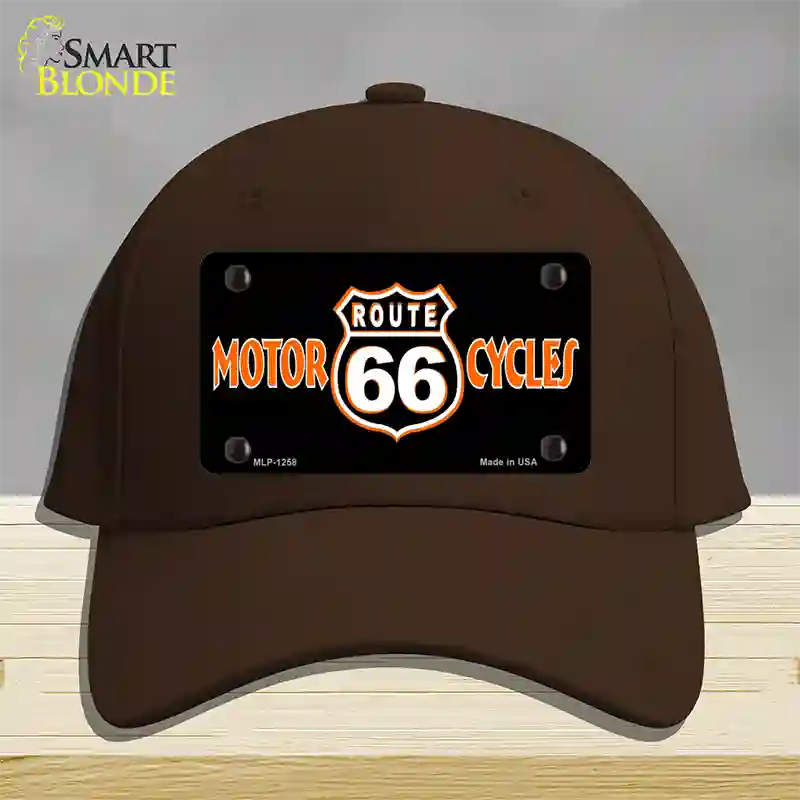 Route 66 Motorcycles Novelty License Plate Hat Cotton / Dark Brown