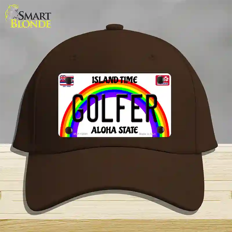 Golfer Hawaii Novelty License Plate Hat Cotton / Dark Brown