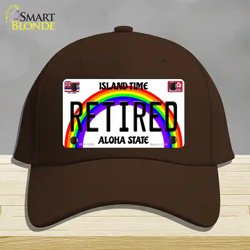 Retired Hawaii Novelty License Plate Hat Cotton / Dark Brown