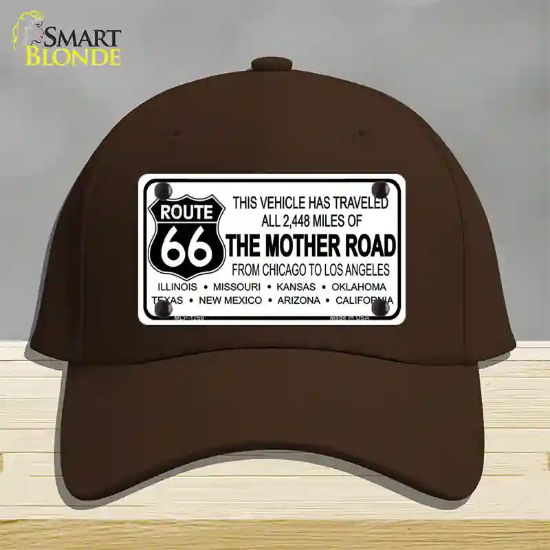 Route 66 The Mother Road Novelty License Plate Hat Cotton / Dark Brown