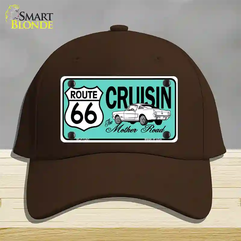 Route 66 Retro Cruisin Novelty License Plate Hat Cotton / Dark Brown