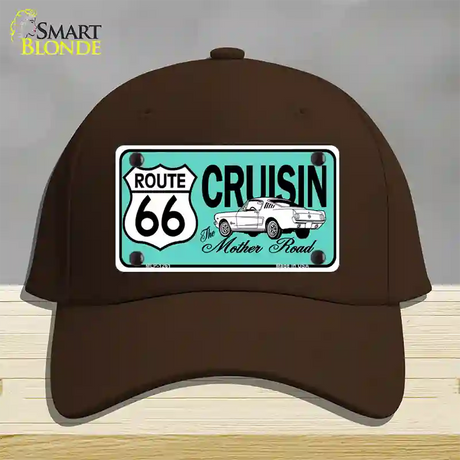 Route 66 Retro Cruisin Novelty License Plate Hat Cotton / Dark Brown