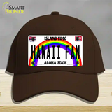 Hawaii Fan Novelty License Plate Hat Cotton / Dark Brown