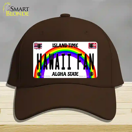 Hawaii Fan Novelty License Plate Hat Cotton / Dark Brown