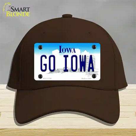 Go Iowa Novelty License Plate Hat Tag Cotton / Dark Brown