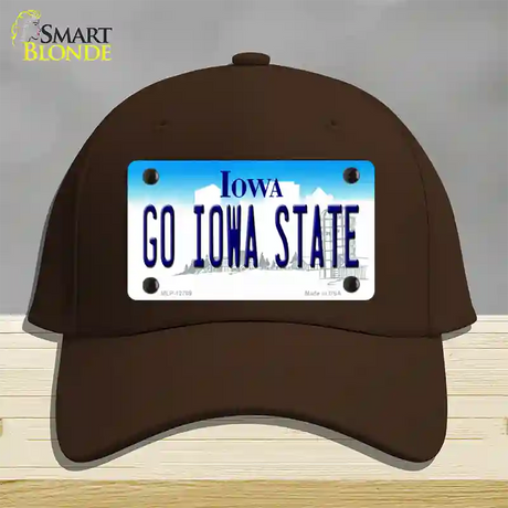 Go Iowa State Novelty License Plate Hat Tag Cotton / Dark Brown