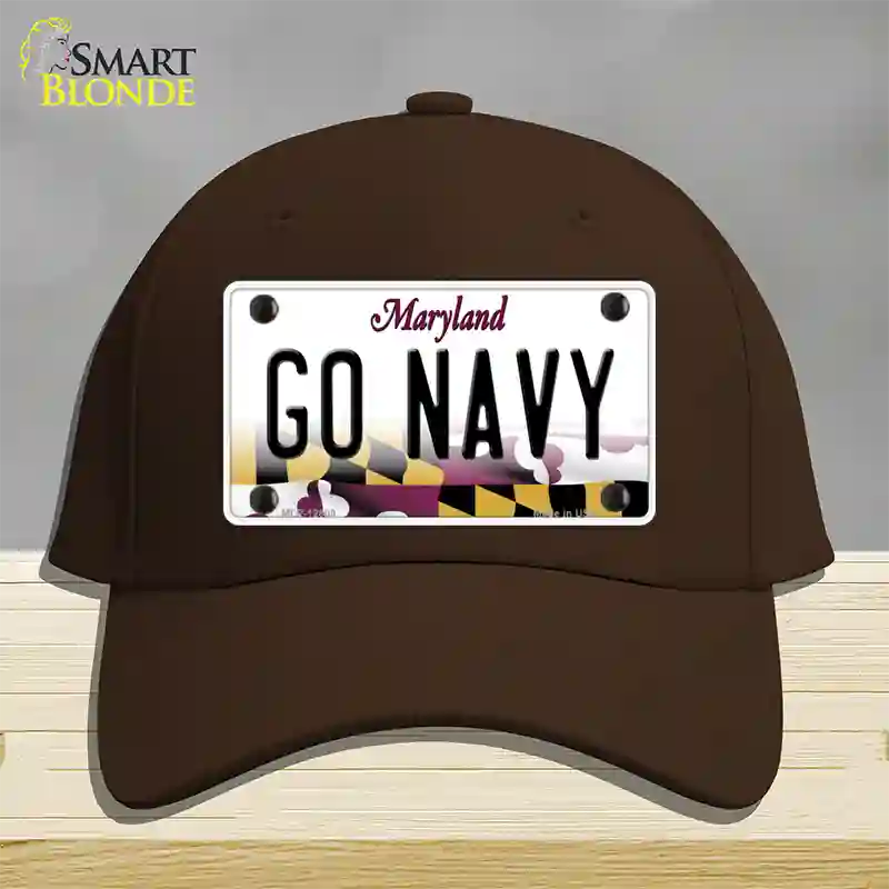 Go Navy Novelty License Plate Hat Tag Cotton / Dark Brown