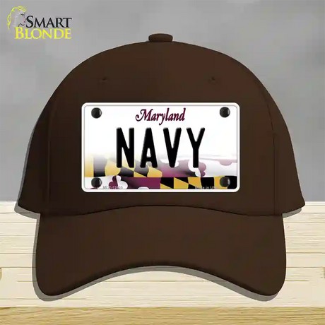 Navy Novelty License Plate Hat Cotton / Dark Brown