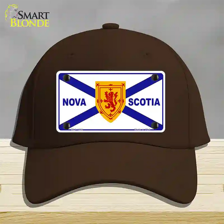 Nova Scotia Flag Novelty License Plate Hat Cotton / Dark Brown