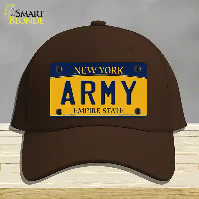 Army Novelty License Plate Hat Cotton / Dark Brown