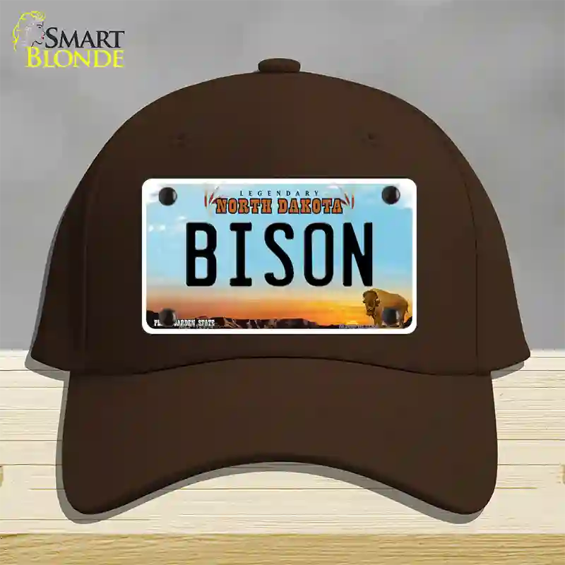 Bison Novelty License Plate Hat Cotton / Dark Brown