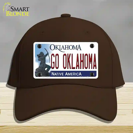 Go Oklahoma Novelty License Plate Hat Cotton / Dark Brown