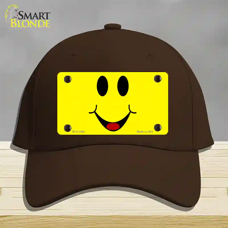 Happy Smiley Novelty License Plate Hat Cotton / Dark Brown