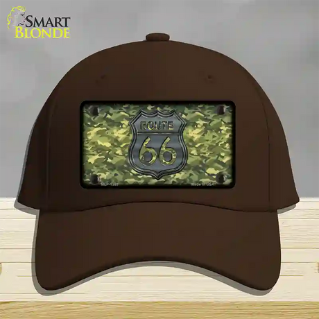 Route 66 Camouflage Novelty License Plate Hat Cotton / Dark Brown