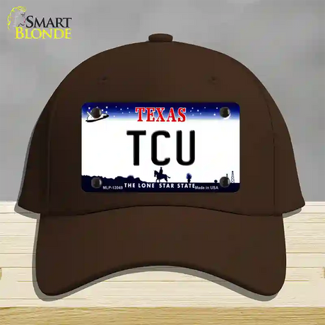 TCU Novelty License Plate Hat Cotton / Dark Brown