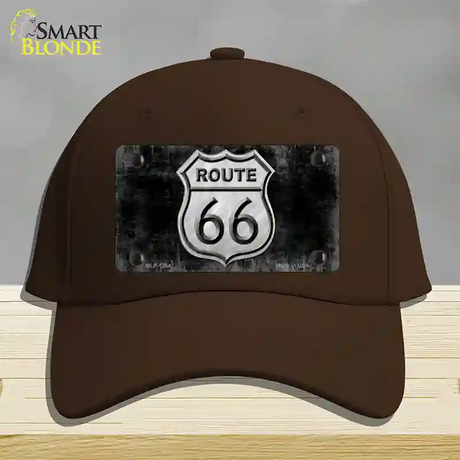 Route 66 Black & White Novelty License Plate Hat Cotton / Dark Brown