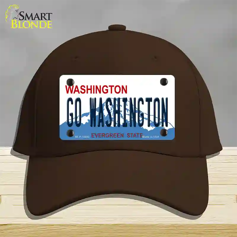 Go Washington Novelty License Plate Hat Cotton / Dark Brown