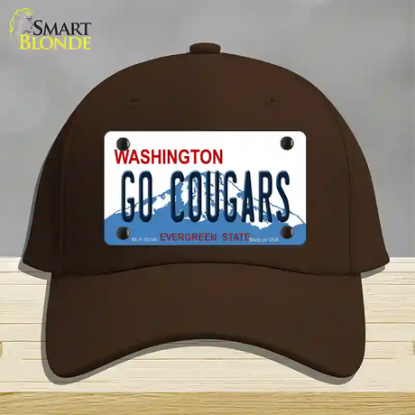 Go Cougars Washington Novelty License Plate Hat Cotton / Dark Brown