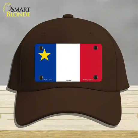 Acadian Canada Flag Novelty License Plate Hat Cotton / Dark Brown