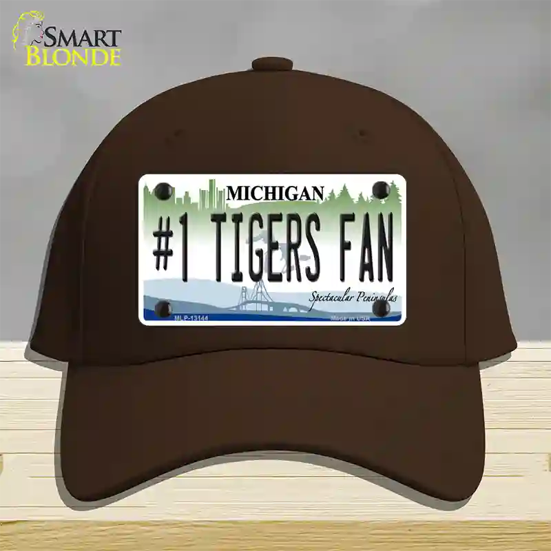 Number 1 Tigers Fan Novelty License Plate Hat Tag Cotton / Dark Brown