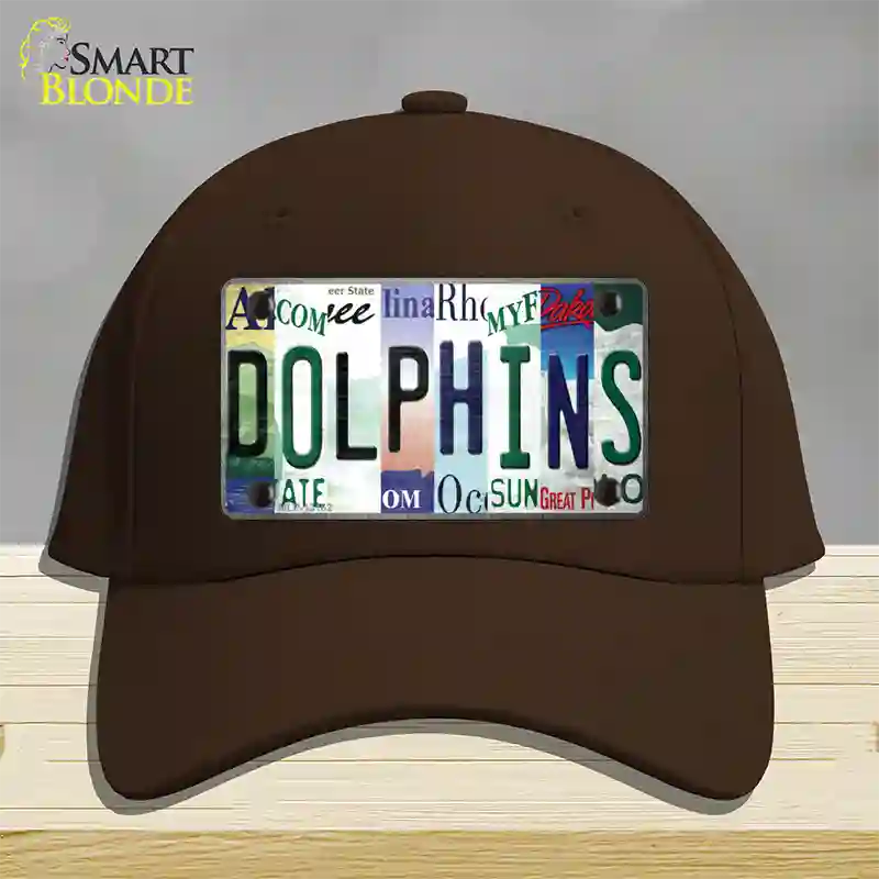 Dolphins Strip Art Novelty License Plate Hat Tag Cotton / Dark Brown