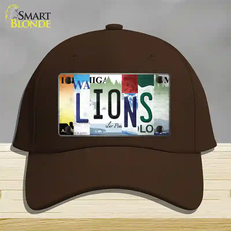 Lions Strip Art Novelty License Plate Hat Tag Cotton / Dark Brown