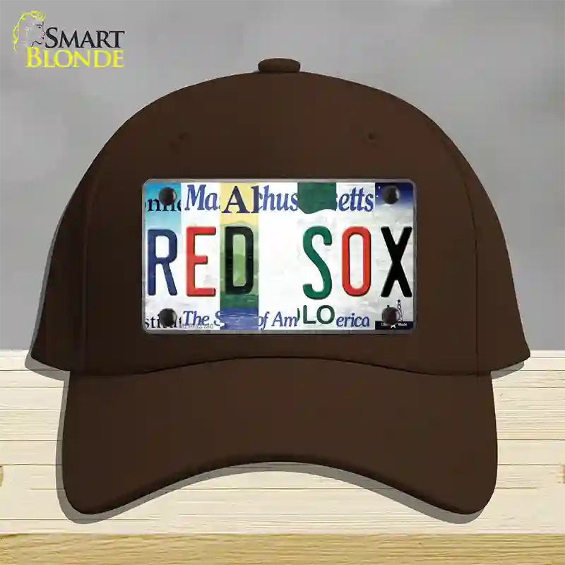 Red Sox Strip Art Novelty License Plate Hat Tag Cotton / Dark Brown