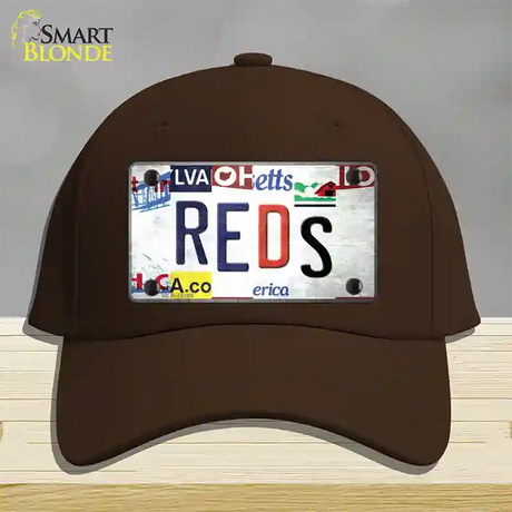 Reds Strip Art Novelty License Plate Hat Tag Cotton / Dark Brown