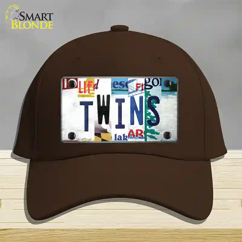 Twins Strip Art Novelty License Plate Hat Tag Cotton / Dark Brown