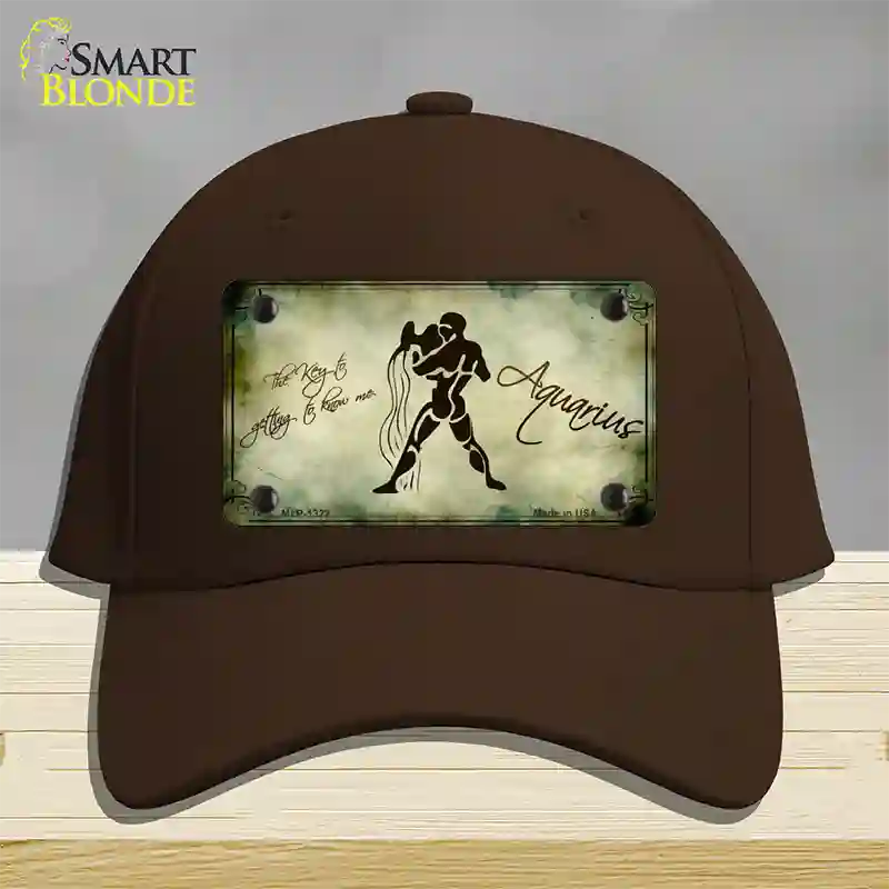 Aquarius Zodiac Novelty License Plate Hat Cotton / Dark Brown