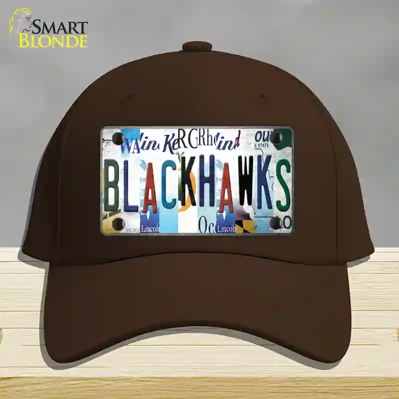 Blackhawks Strip Art Novelty License Plate Hat Tag Cotton / Dark Brown