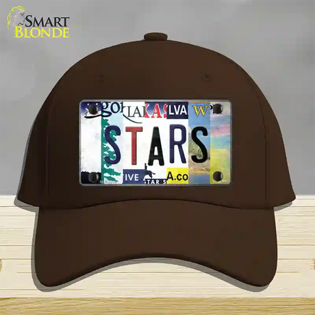 Stars Strip Art Novelty License Plate Hat Tag Cotton / Dark Brown