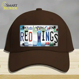 Red Wings Strip Art Novelty License Plate Hat Tag Cotton / Dark Brown