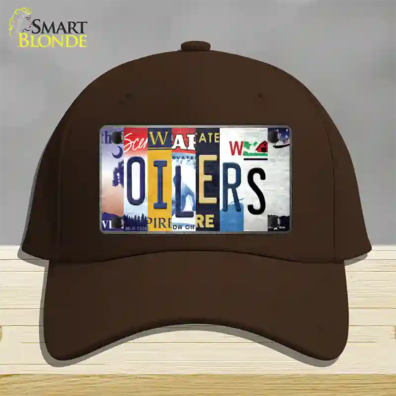 Oilers Strip Art Novelty License Plate Hat Tag Cotton / Dark Brown