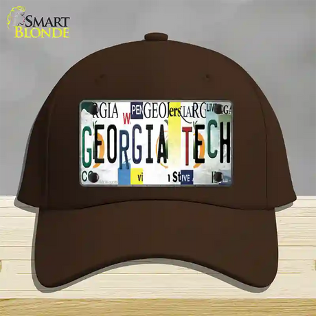 Georgia Tech Strip Art Novelty License Plate Hat Tag Cotton / Dark Brown