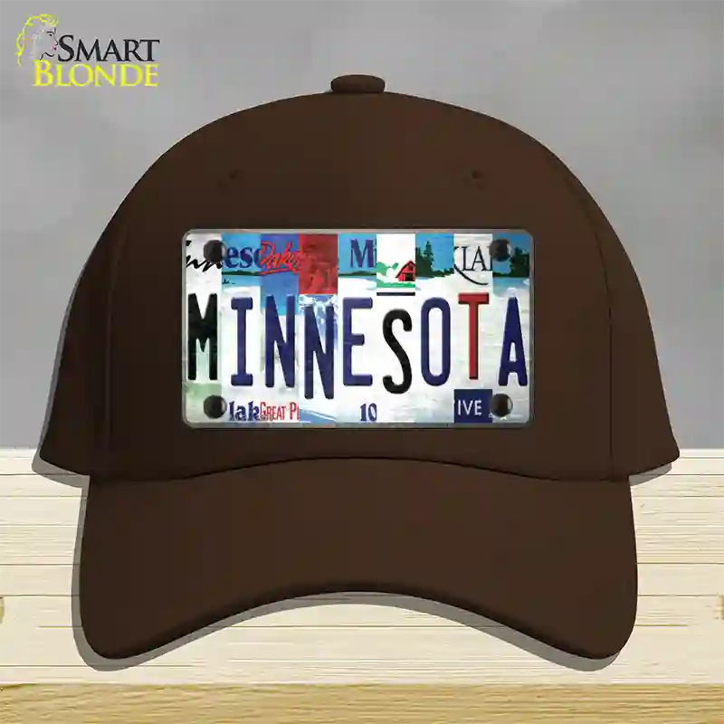 Minnesota Strip Art Novelty License Plate Hat Tag Cotton / Dark Brown