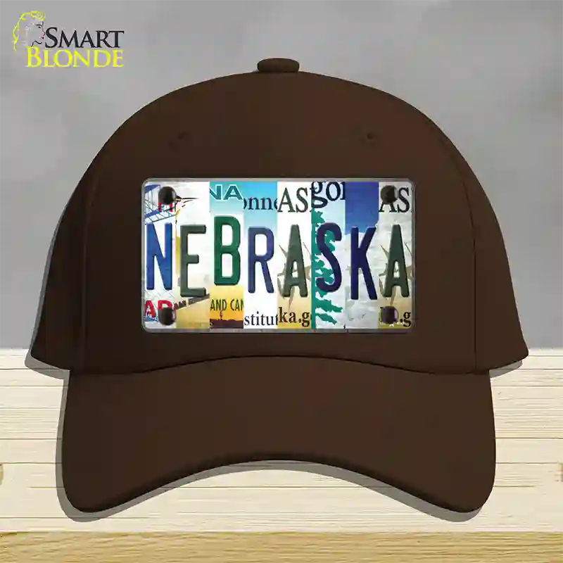 Nebraska Strip Art Novelty License Plate Hat Tag Cotton / Dark Brown