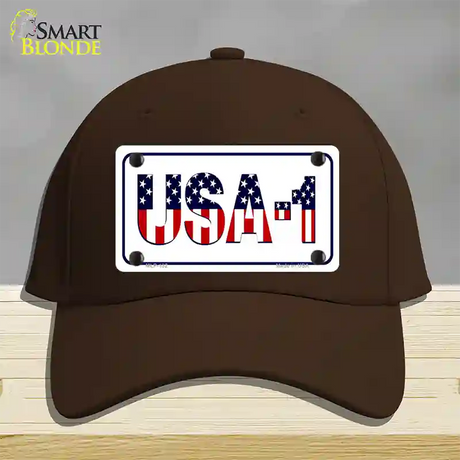 USA 1 Novelty License Plate Hat Cotton / Dark Brown