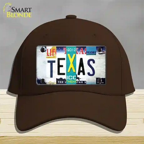 Texas Strip Art Novelty License Plate Hat Tag Cotton / Dark Brown