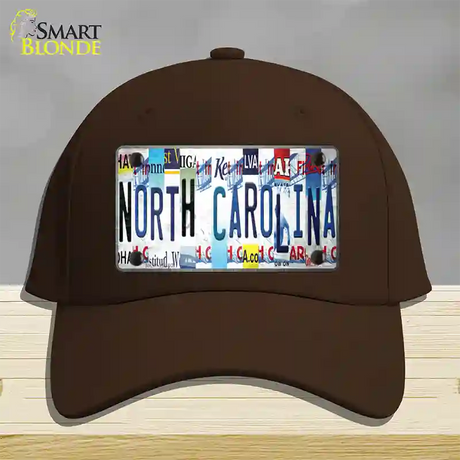 North Carolina Strip Art Novelty License Plate Hat Tag Cotton / Dark Brown