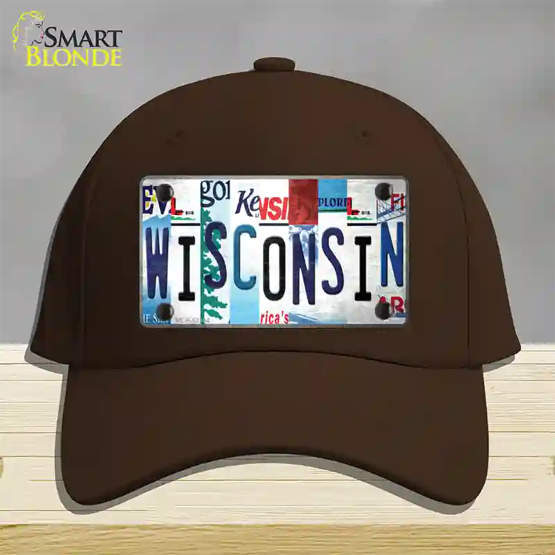 Wisconsin Strip Art Novelty License Plate Hat Tag Cotton / Dark Brown