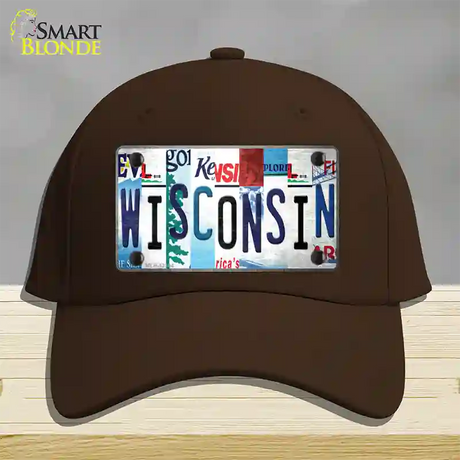 Wisconsin Strip Art Novelty License Plate Hat Tag Cotton / Dark Brown