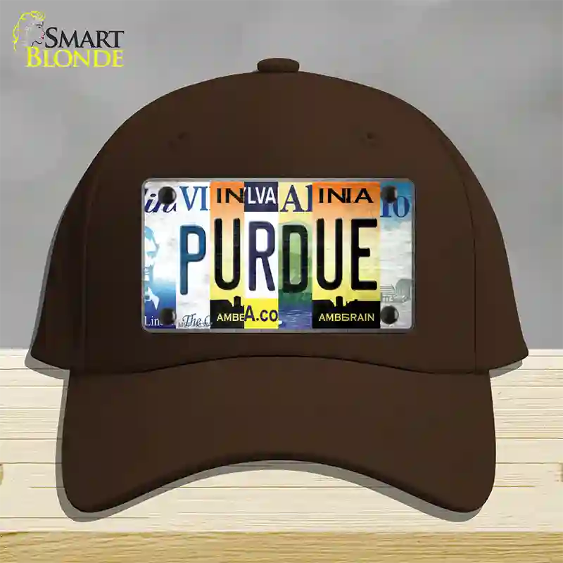 Purdue Strip Art Novelty License Plate Hat Tag Cotton / Dark Brown