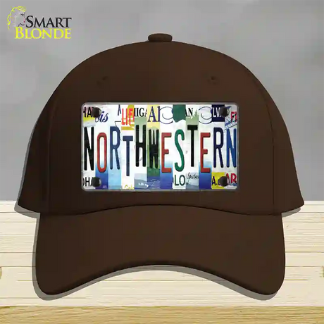 Northwestern Strip Art Novelty License Plate Hat Tag Cotton / Dark Brown