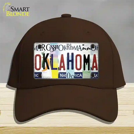 Oklahoma Strip Art Novelty License Plate Hat Tag Cotton / Dark Brown