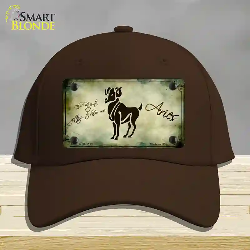 Aries Zodiac Novelty License Plate Hat Cotton / Dark Brown