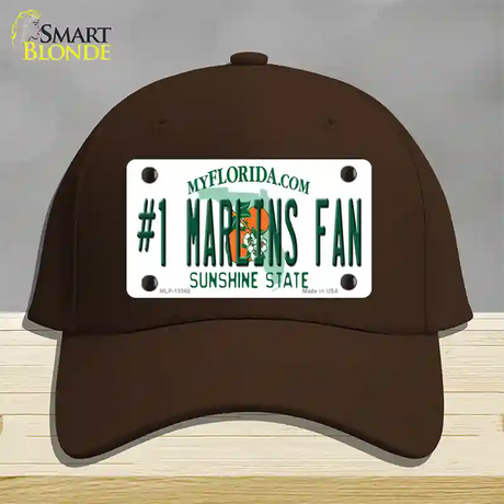 Number 1 Marlins Fan Novelty License Plate Hat Tag Cotton / Dark Brown