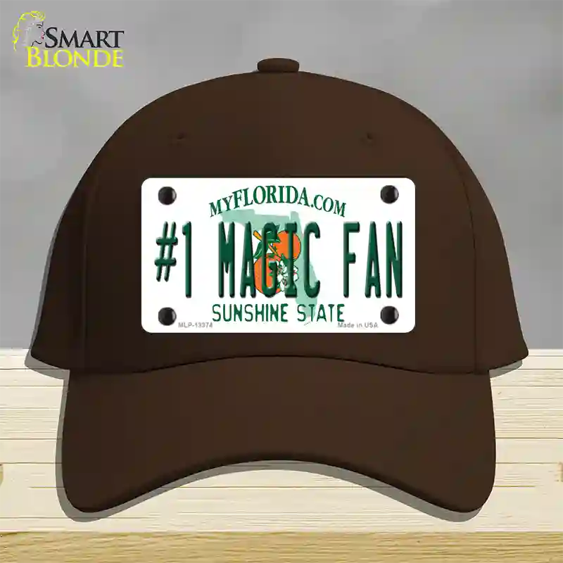 Number 1 Magic Fan Novelty License Plate Hat Tag Cotton / Dark Brown