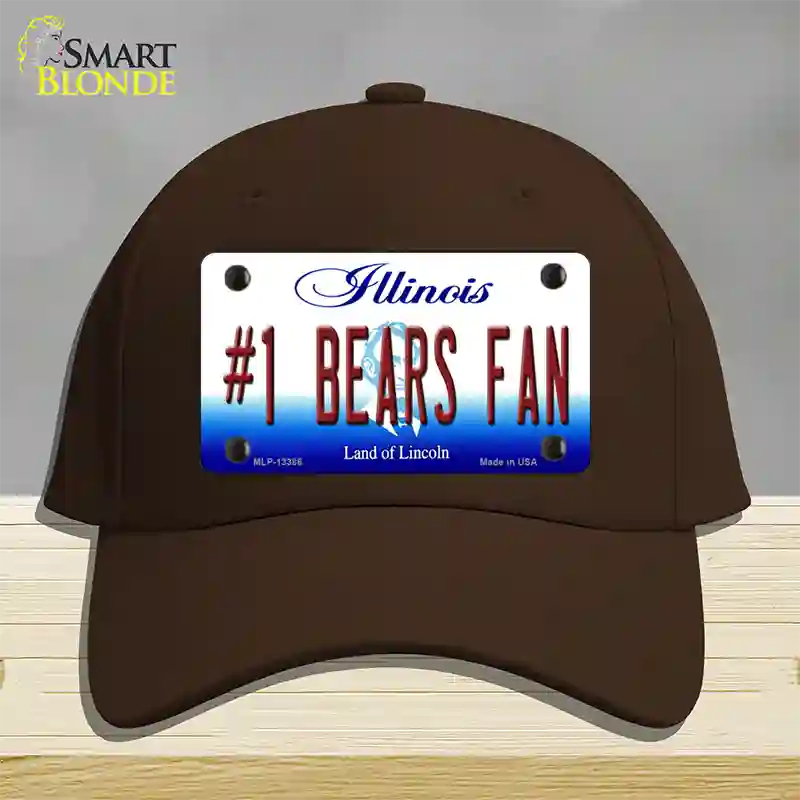 Number 1 Bears Fan Novelty License Plate Hat Tag Cotton / Dark Brown