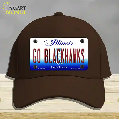 Go Blackhawks Novelty License Plate Hat Tag Cotton / Dark Brown